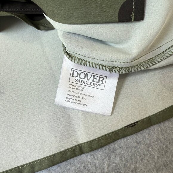 Dover Saddlery Button Front Riding Shirt Olive Green Polka Dot Equestrian Small - Picture 10 of 13